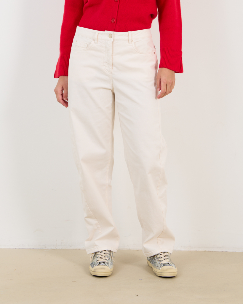 Regular-fit cream jeans