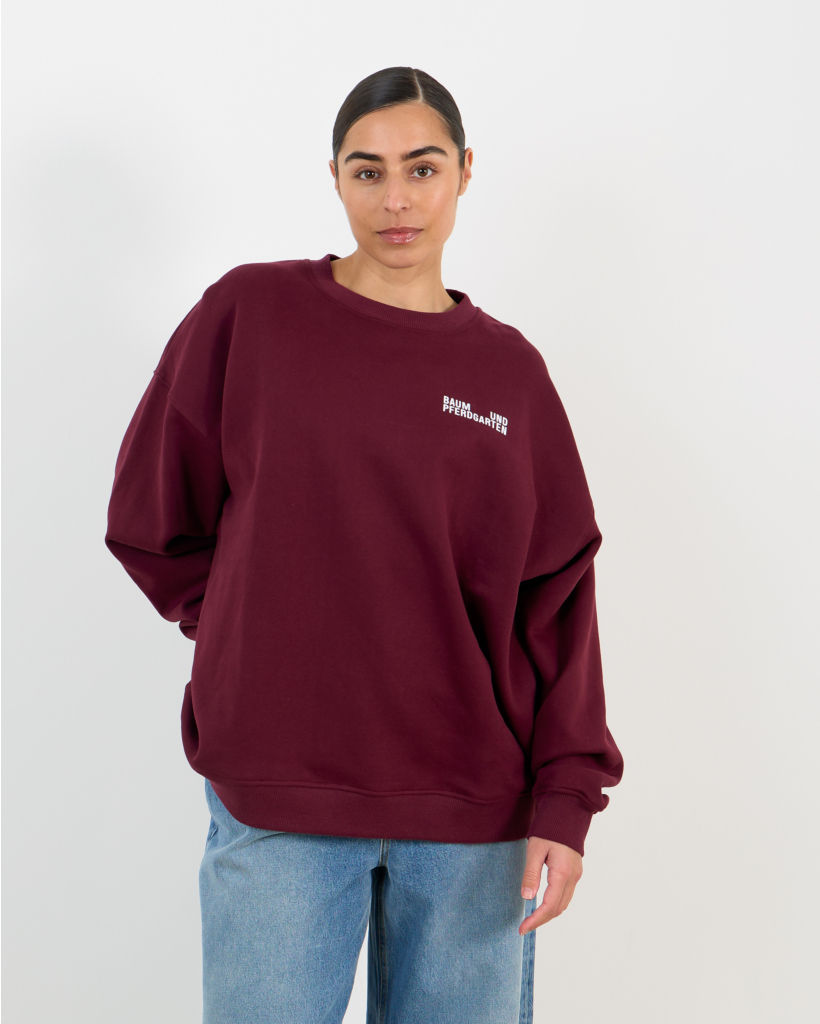 Julle Oversized Crewneck Sweater Burgundy