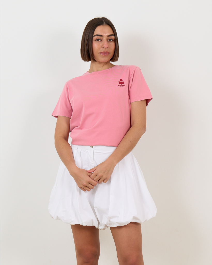 Aby T-Shirt with Embroidered Logo Bubblegum-Granita