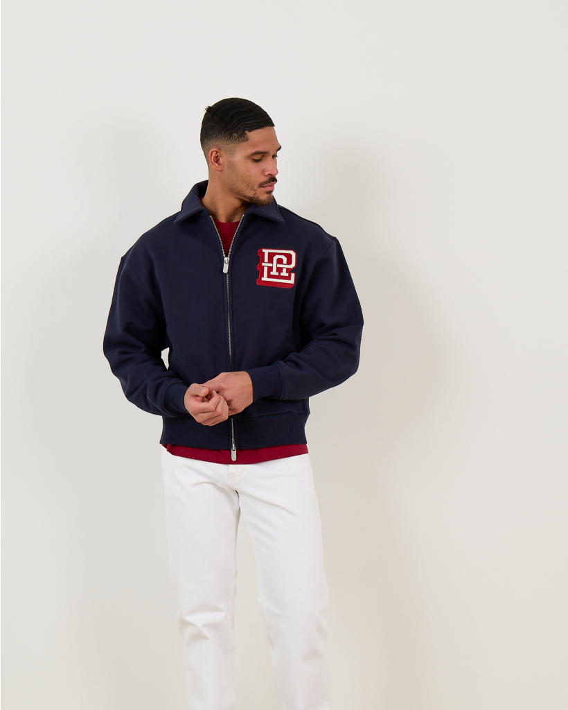 Navy Zip-Collar Sweater