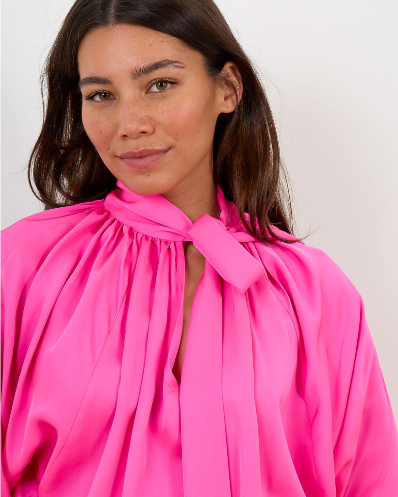 Susan Silk Maxi Dress in Bright Pink