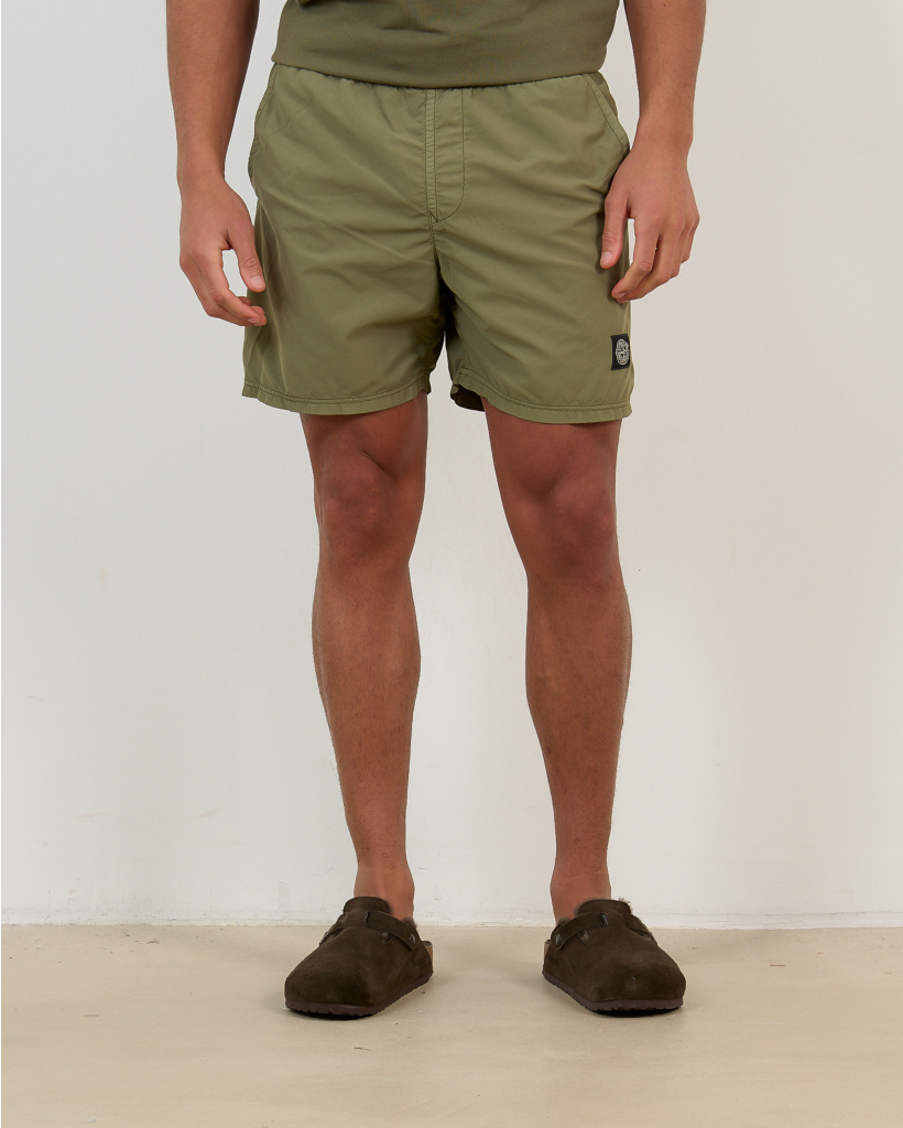 B100B09 Swim Shorts Logo Green