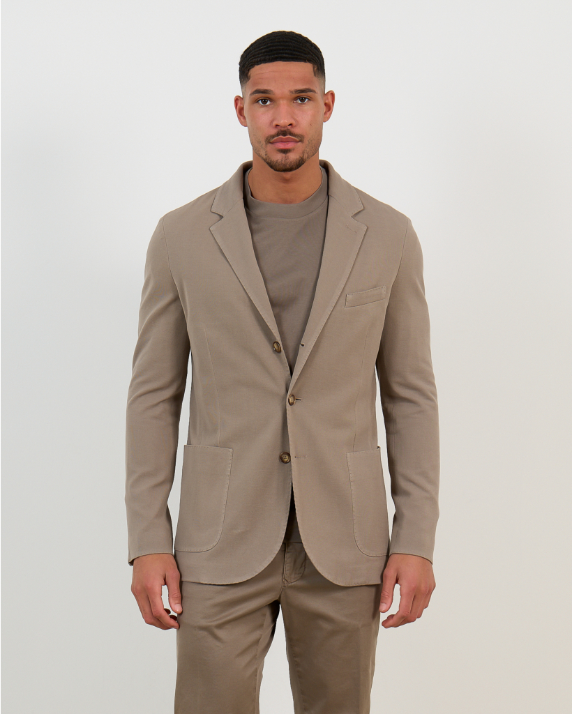 Single-Breasted Sand Blazer