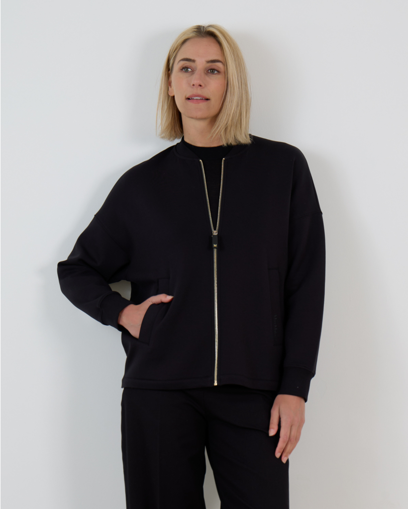 Black Zip-Up Scuba Jersey Jacket