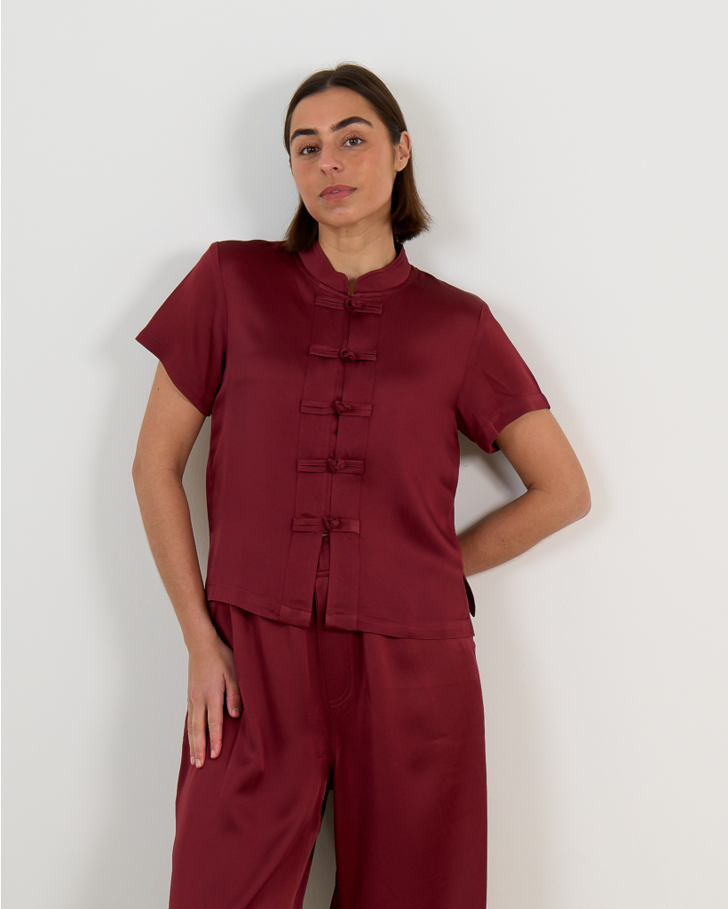 Lotus Crepe Satin Blouse Cocoa