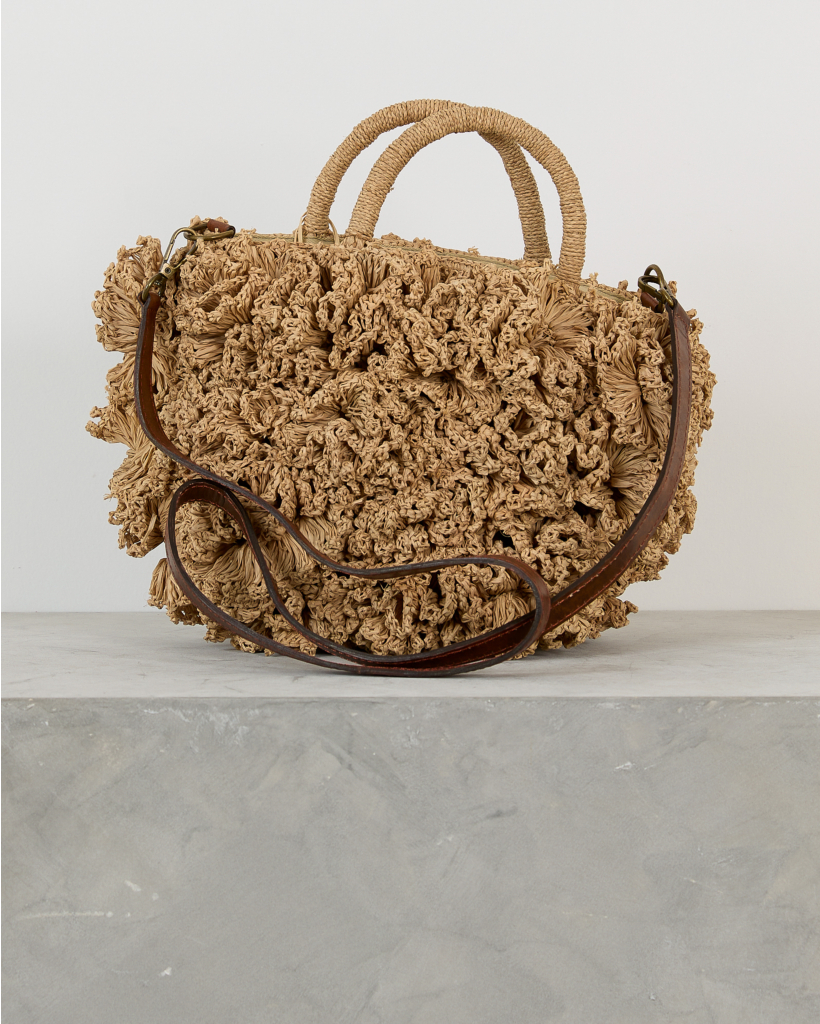 Coral Raffia Bag Beige