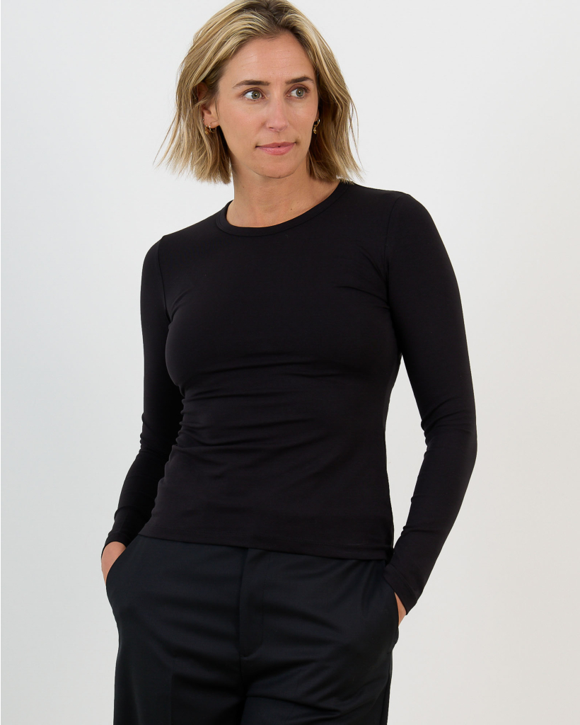 Black Fitted Long-Sleeve