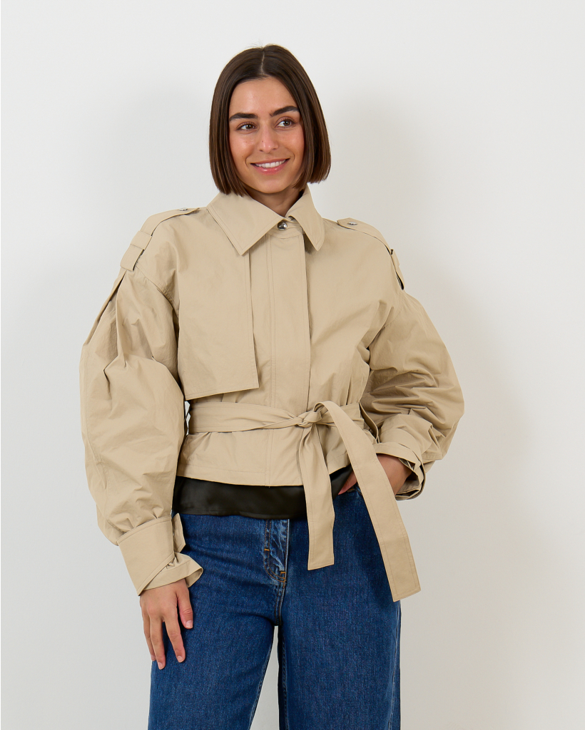 Zynia Loose Fit Belted Jacket Beige