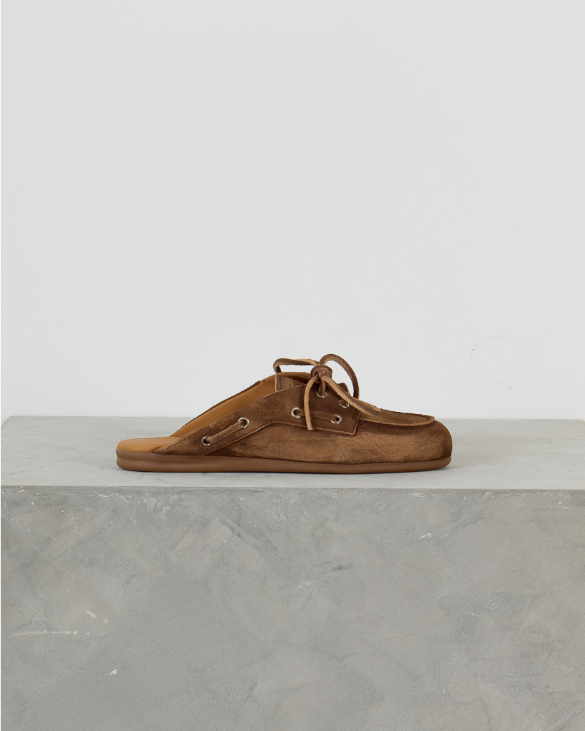 Dark Brown Boat Loafer Mule