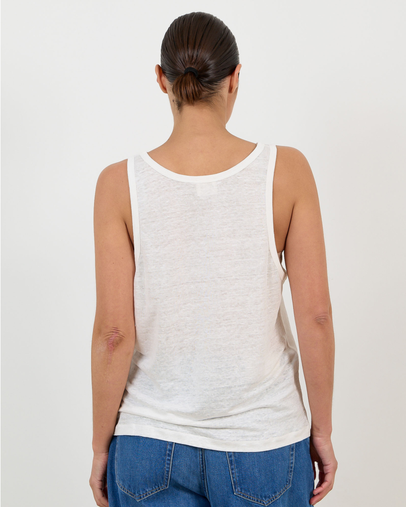 Linen Relaxed Tank Top Off White