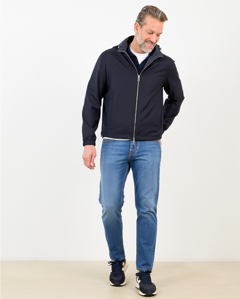 Reversible and Water-Resistant Merino Wool Jacket Navy