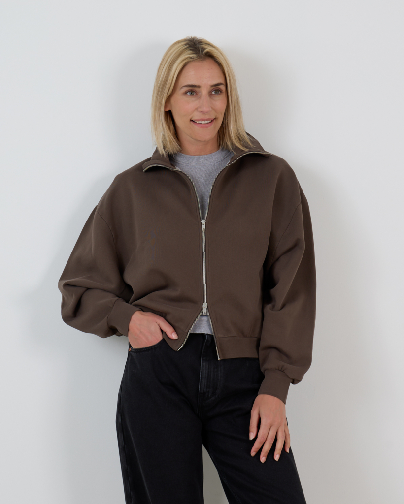 Nona Brown Cardigan Vest with Zipper