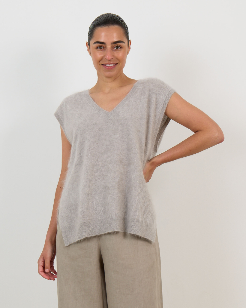 Miriam Cashmere Sleeveless Sweater Grey