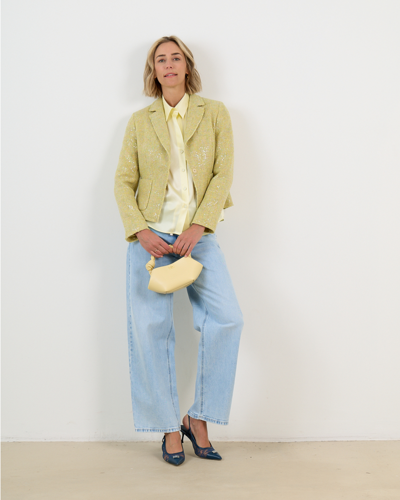 Short Blazer Long Sleeve Glitter Yellow