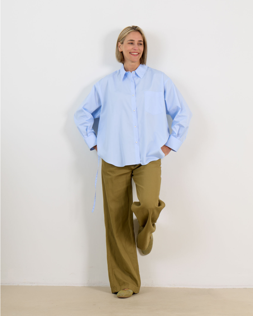Blue Long-Sleeved Blouse