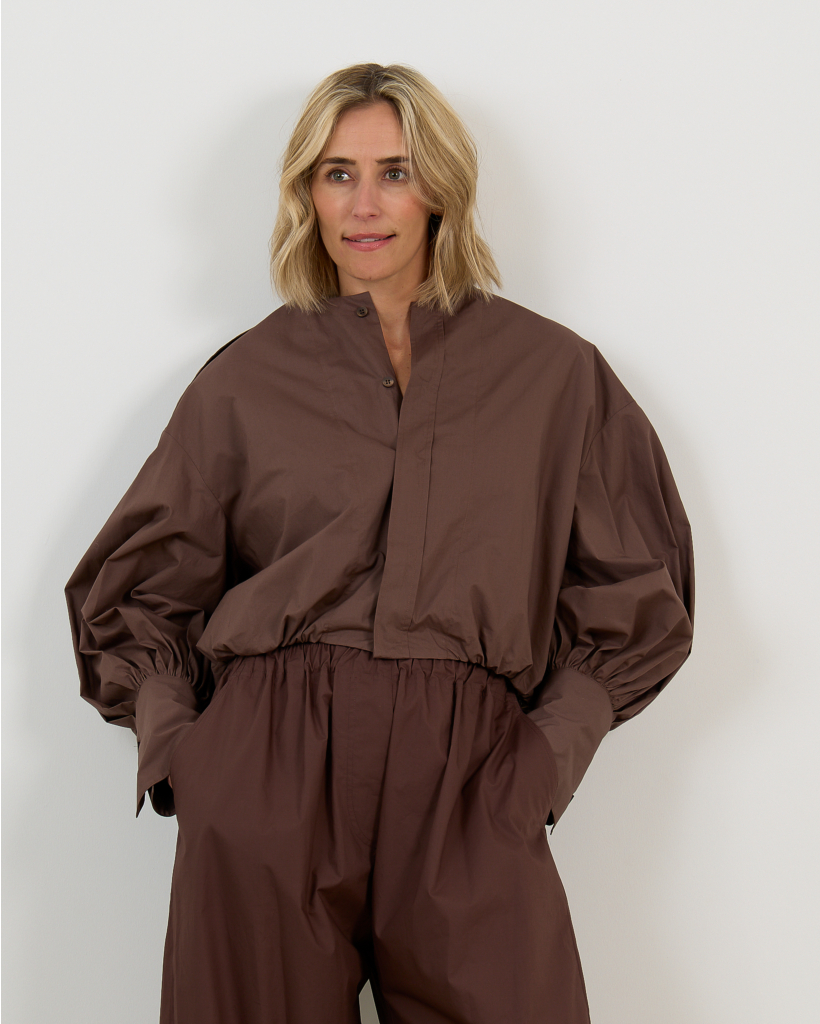 Diana Poplin Blouse Dark Brown