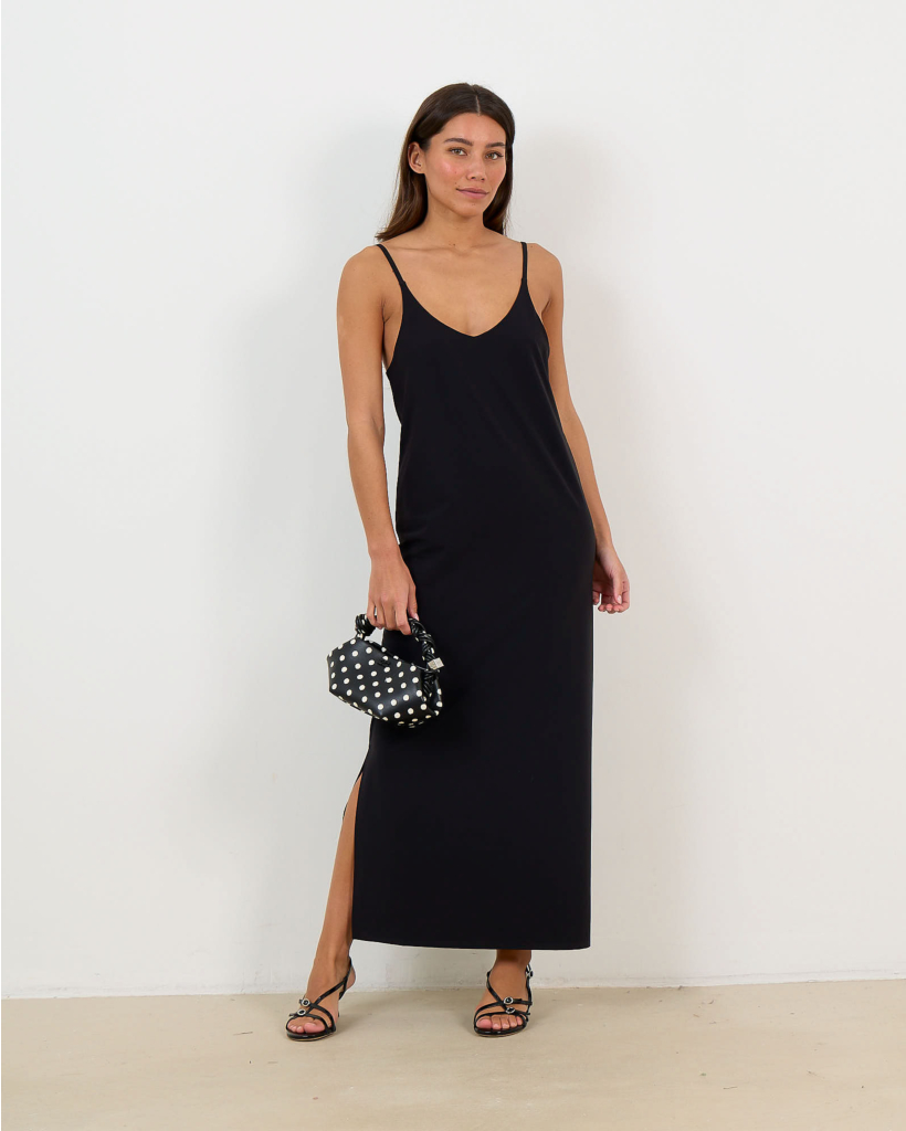 Black Travel Fabric Midi Dress