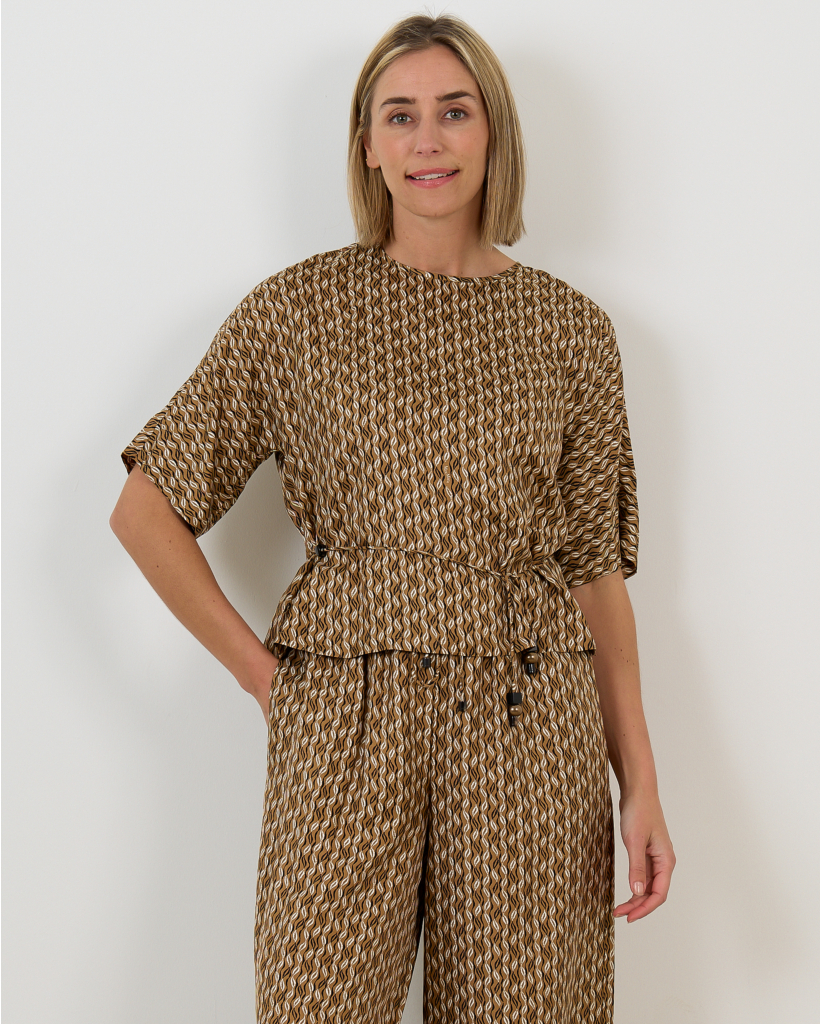 Light Brown Mid-Length Sleeve Blouse