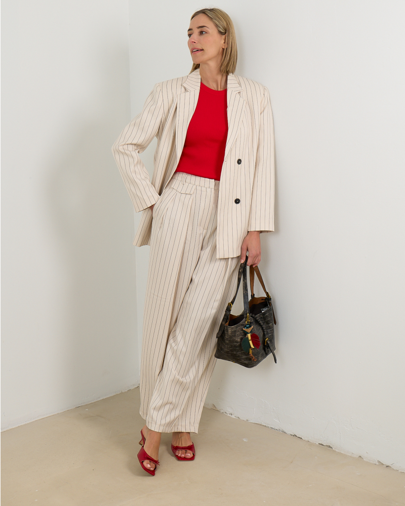 Monique Blazer Long Sleeve Ecru/Navy