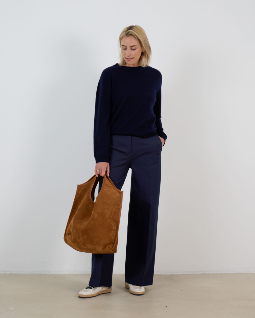 Yukio Gabardine Stretch Trousers Navy
