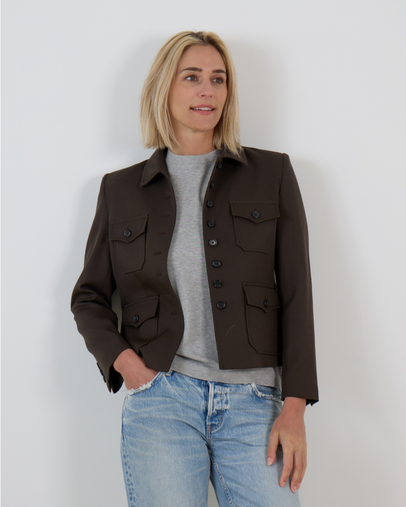 Jamison Short Wool Jacket Dark Brown