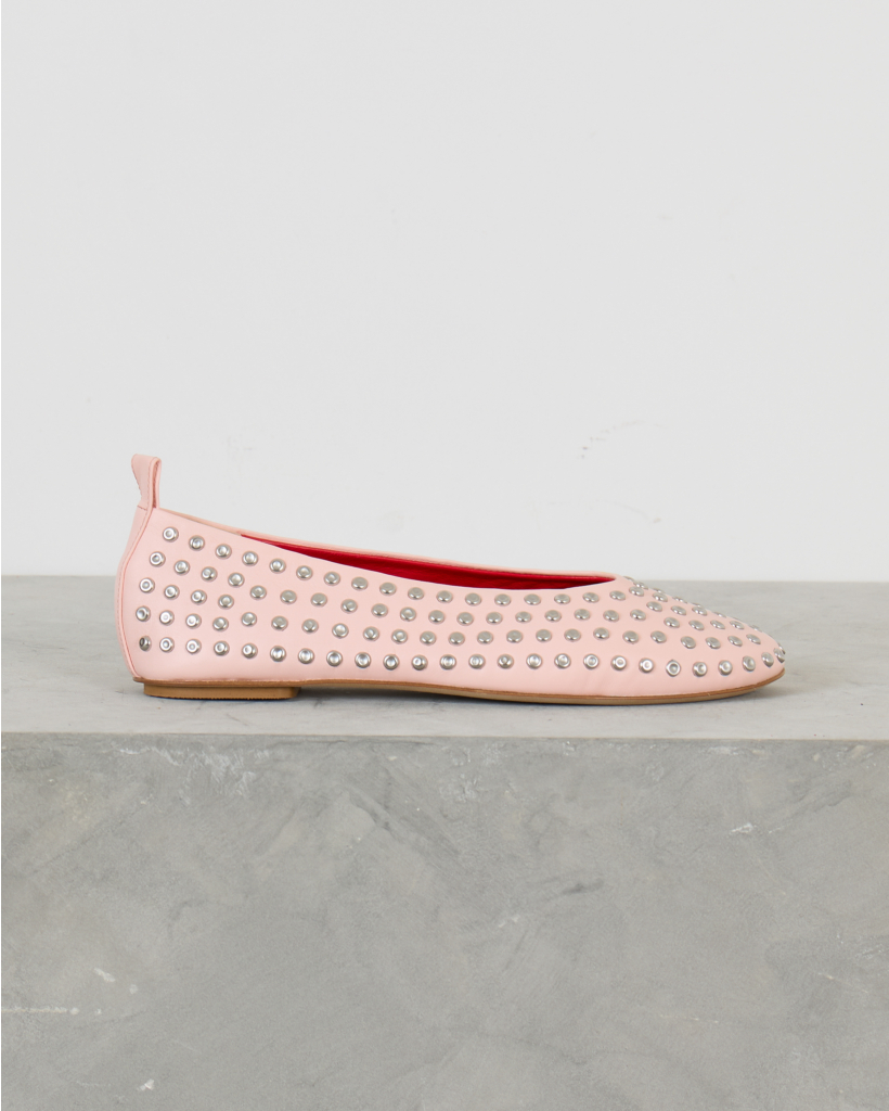 Selena Nappa Ballet Flats with Studs - Pink