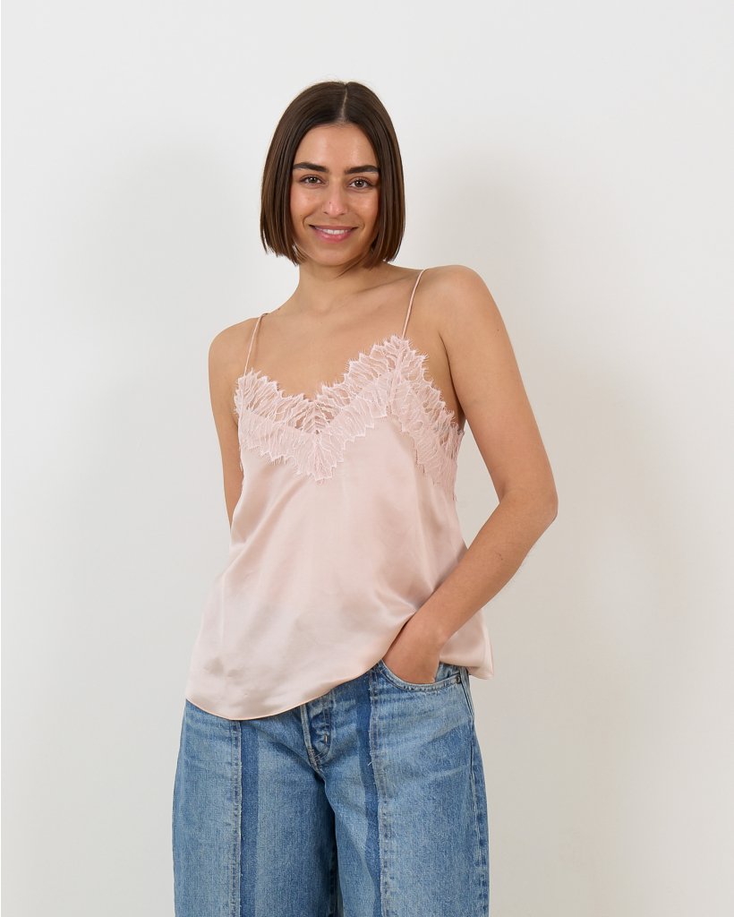 New In Silk Camisole with Lace Pink