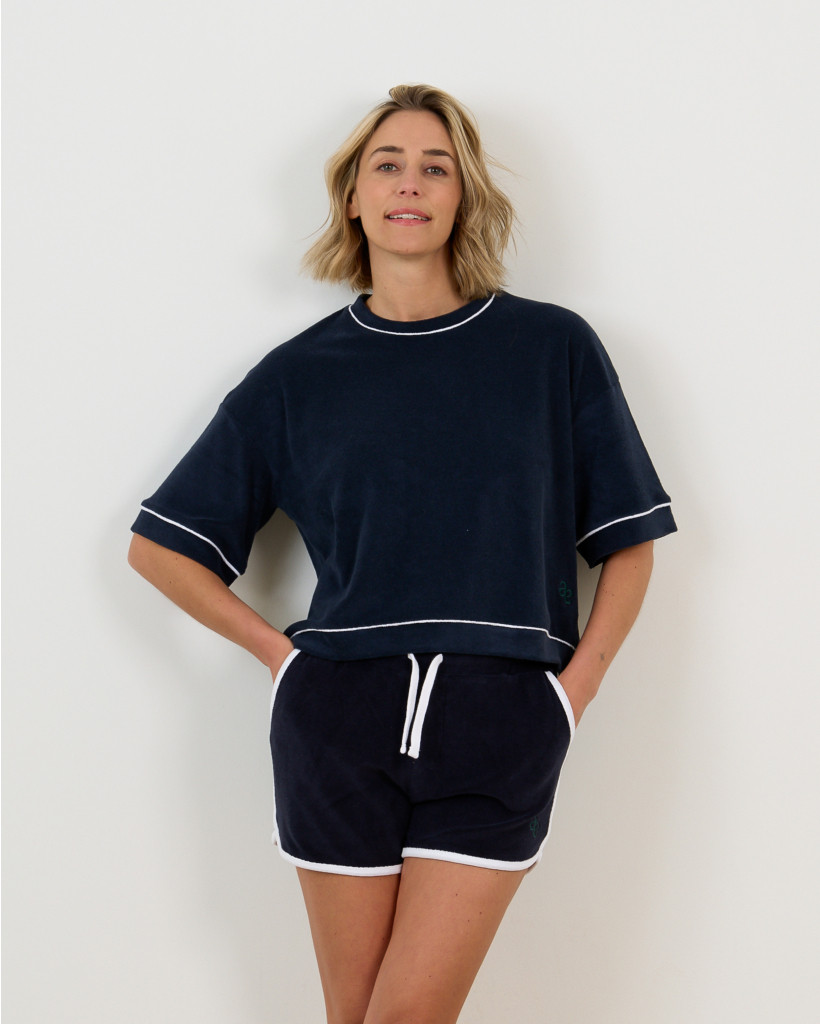 Klaxon T-shirt Korte Mouw Ronde Hals Navy