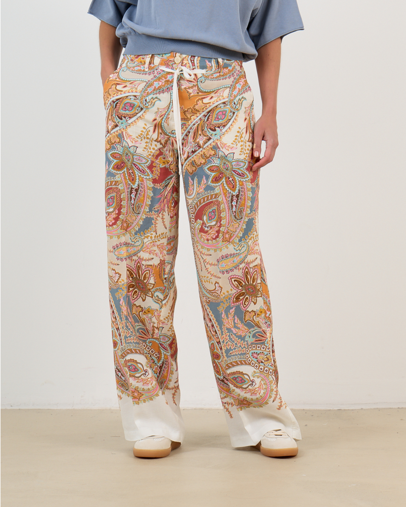 Adrienne Pants Faded Paisley Print Ocean/Peach