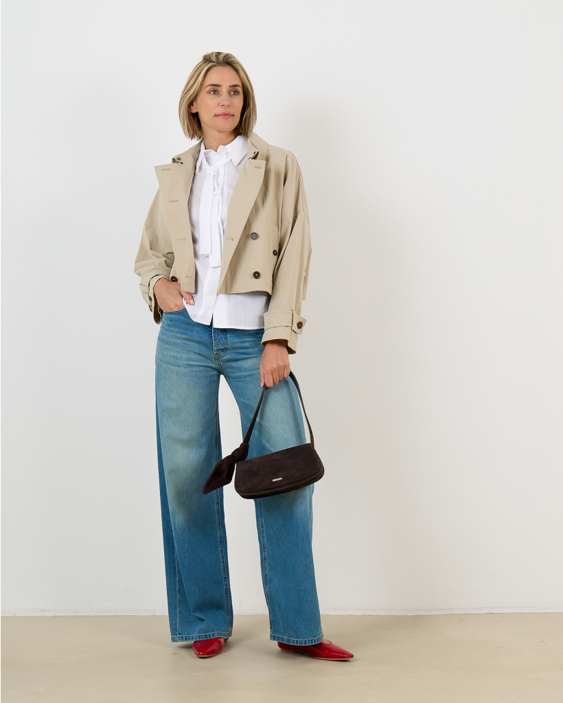 Helsby Short Cotton-Blend Trench Coat Beige