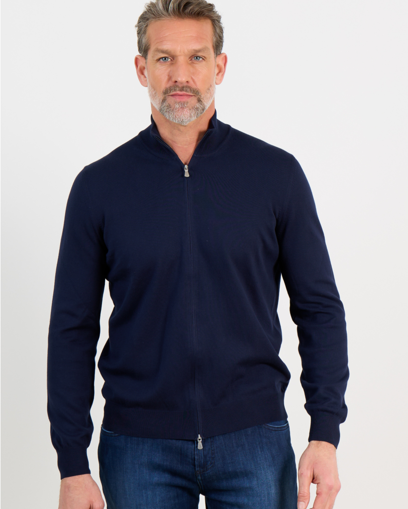 Navy Zip-Up Cardigan