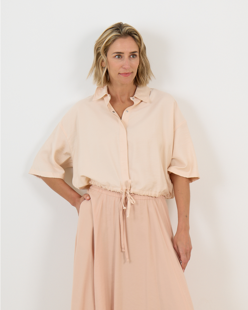 Lainay Drawstring Blouse Blush
