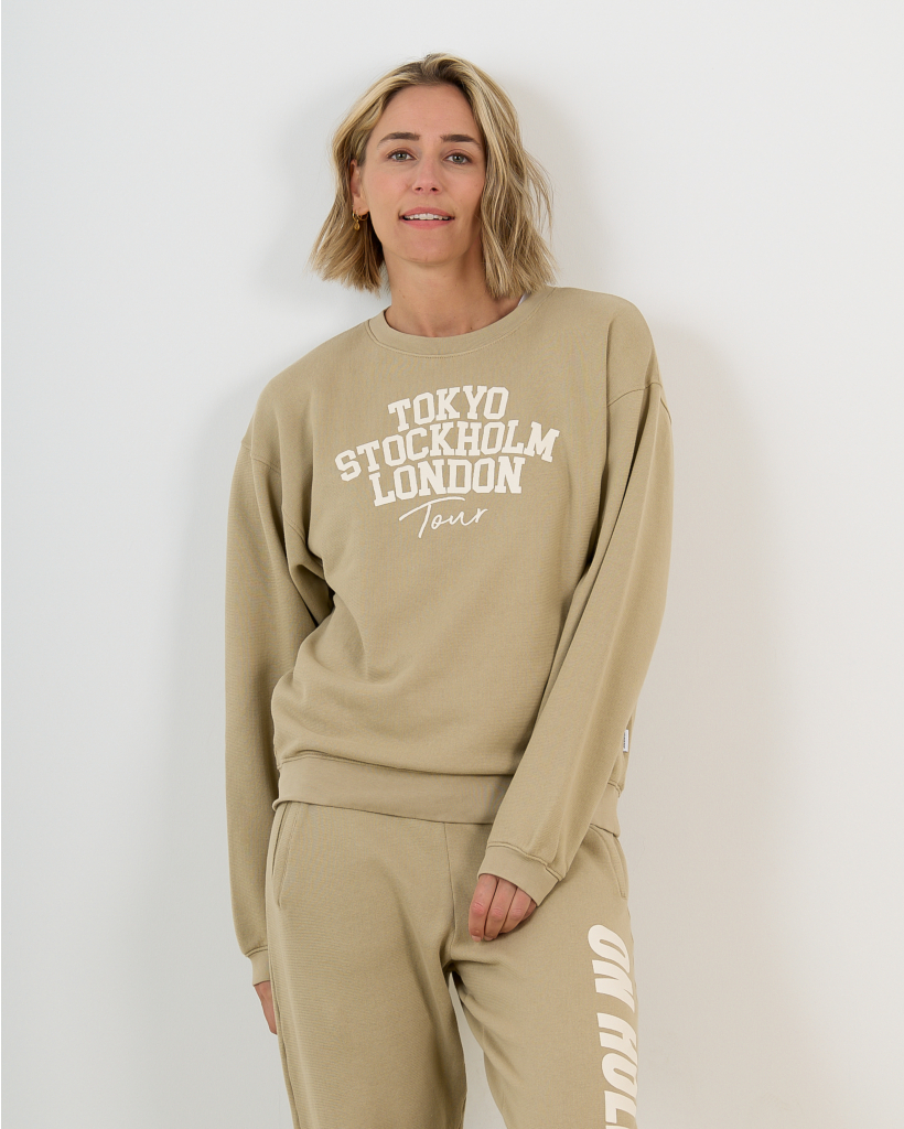 Tour Print Sweater in Ecru