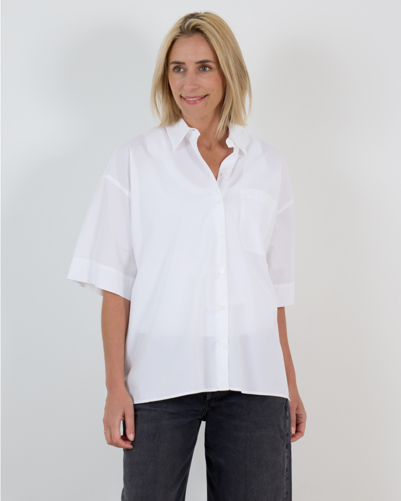 Velmira Sheer Short-Sleeved Blouse White