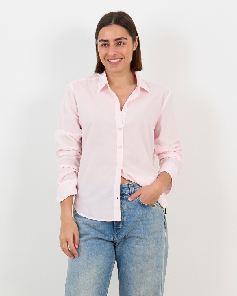 Bowie Washed Poplin Blouse Pale Rose