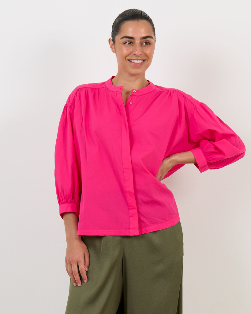 Carla Mandarin Collar Blouse Hibis