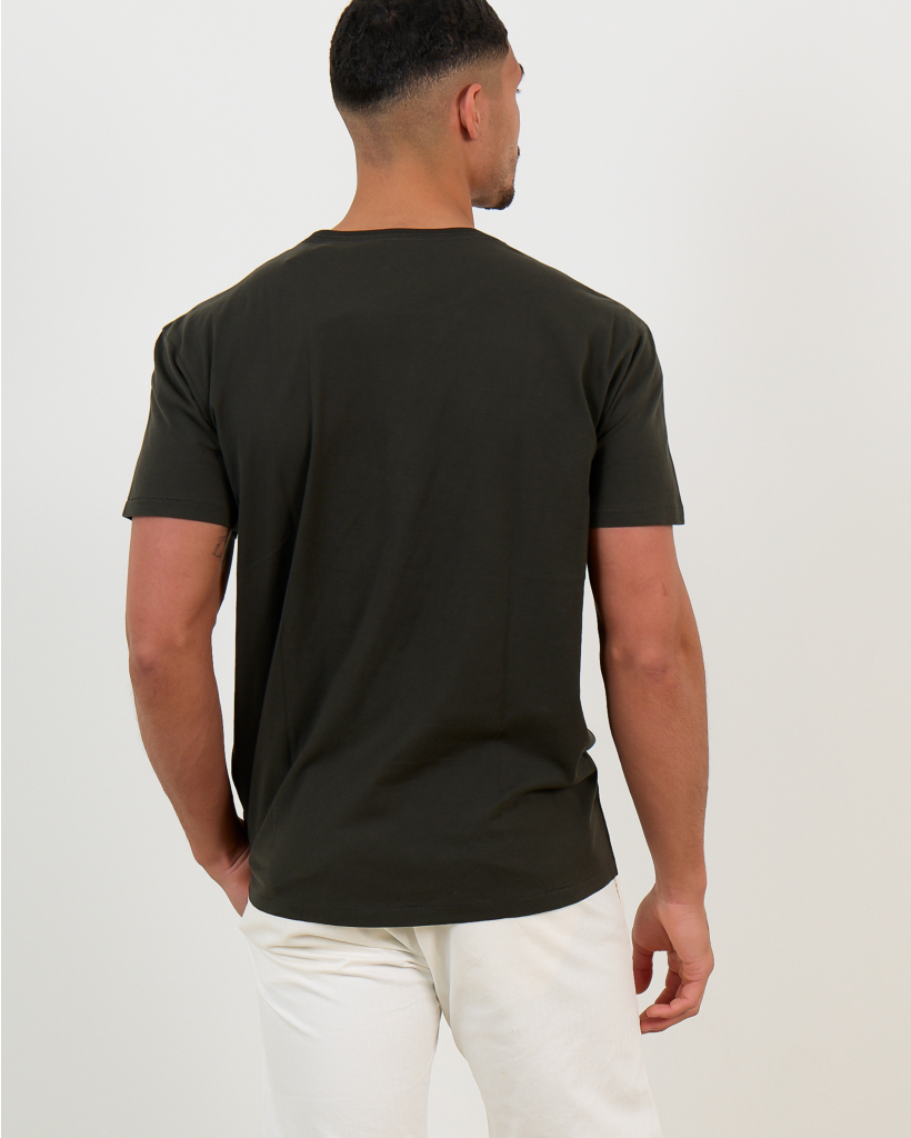 Dark Green Short-Sleeve Round-Neck T-Shirt