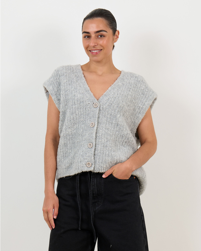 Zolly Sleeveless V-Neck Sweater Vest Grey