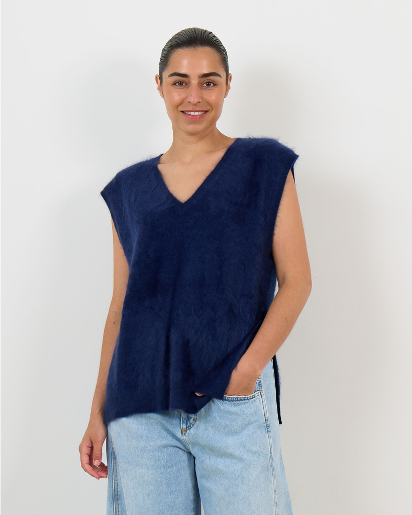 Miriam Cashmere Sleeveless Sweater Navy