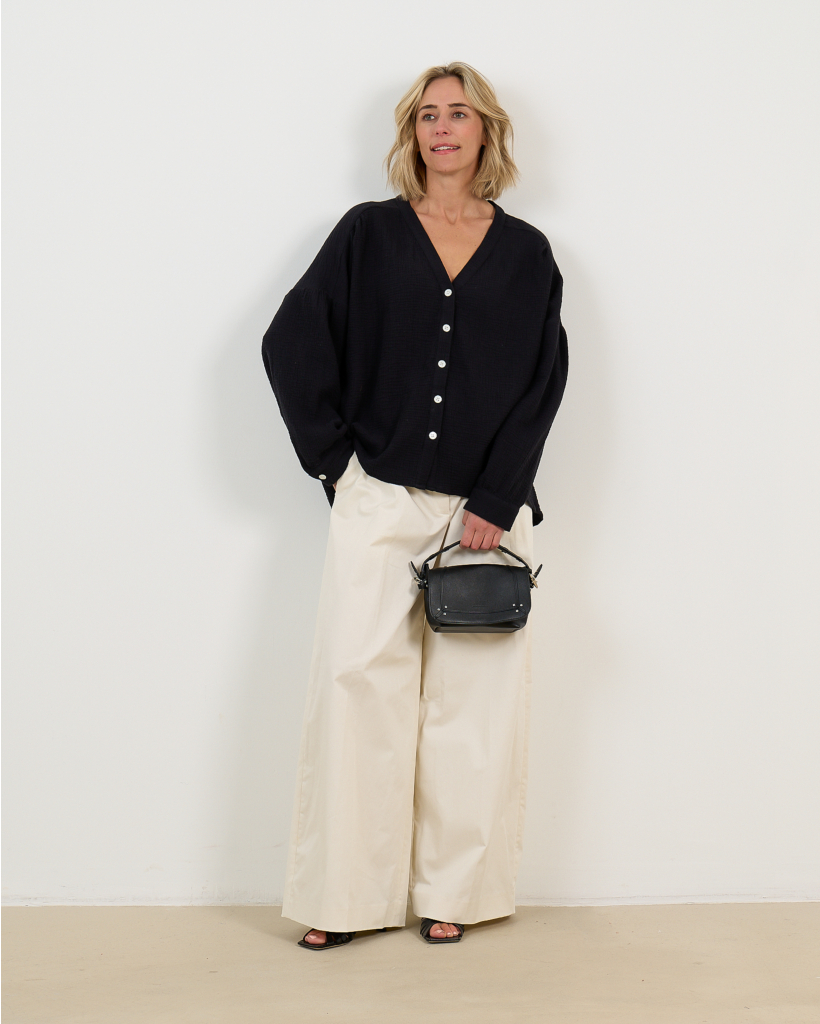 Vanuatu V-Neck Blouse Black