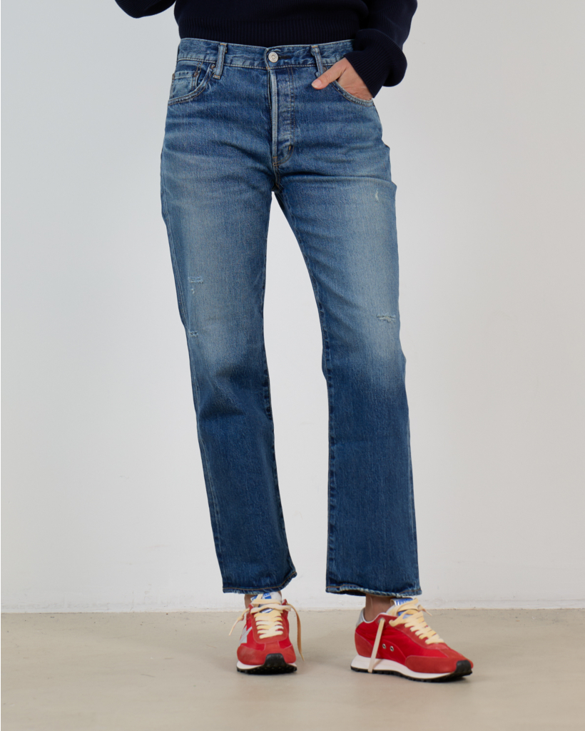 Nathan Distressed Straight Leg Jeans Blue