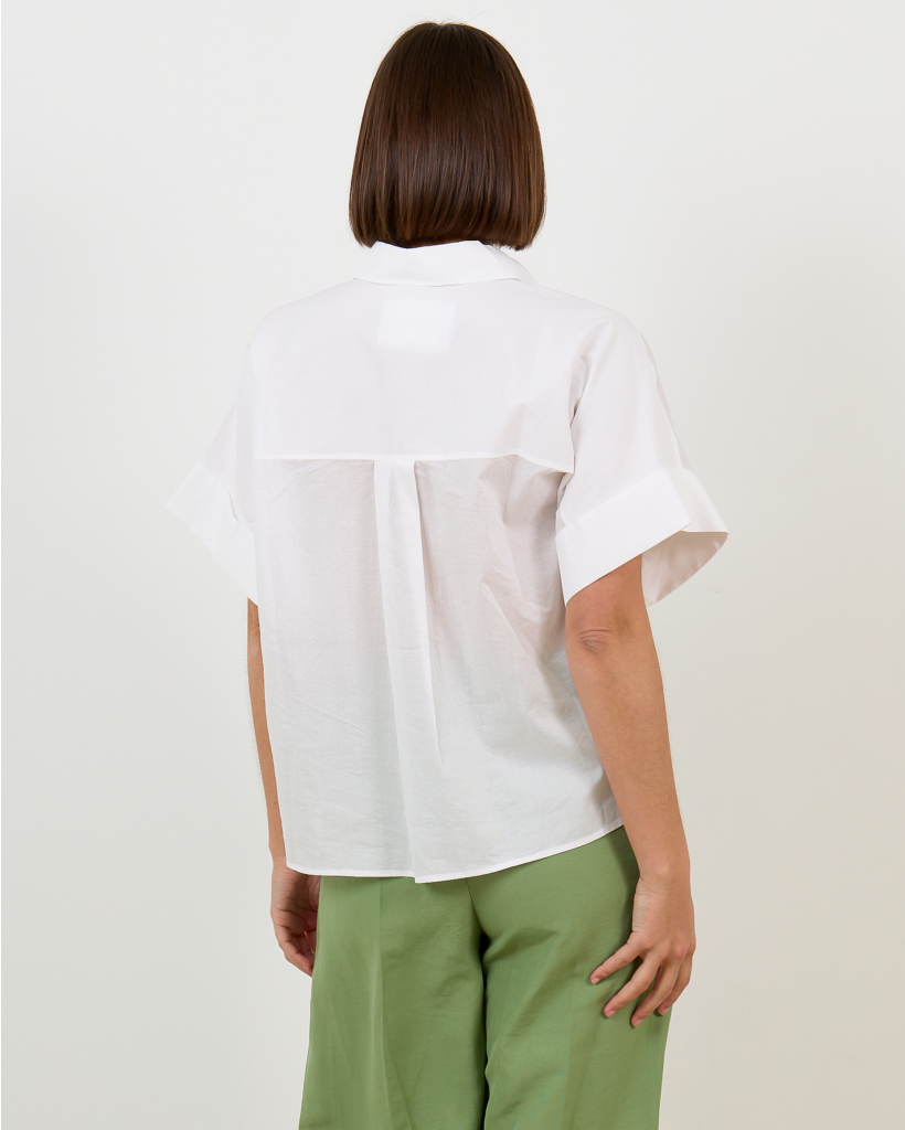 Turn Up Short Sleeve Blouse White