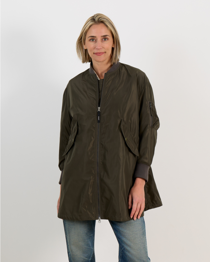 Mid-length green jacket
