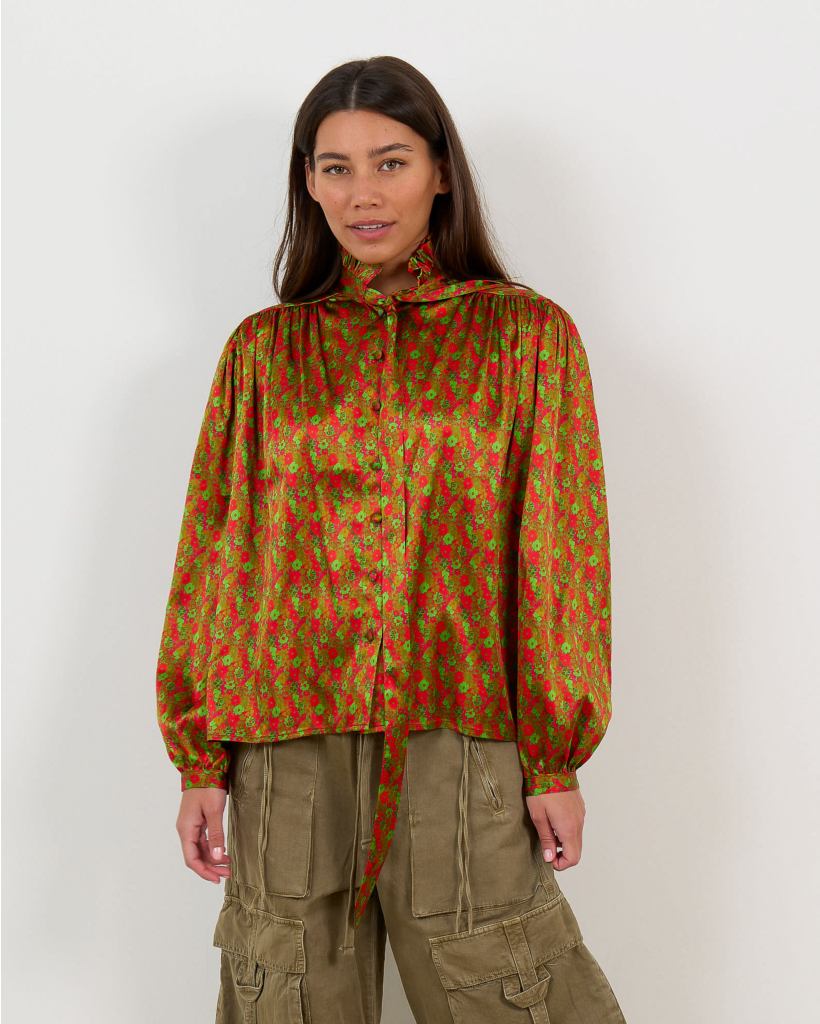 Maria Silk Blouse Floral Red