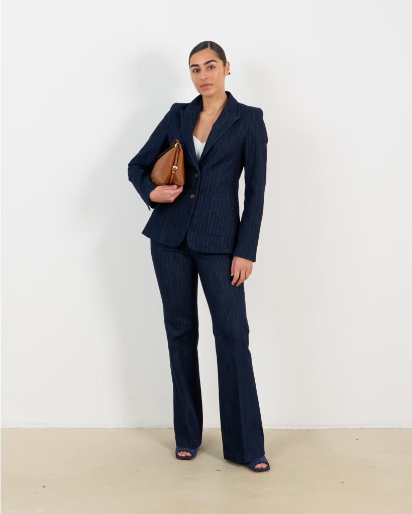 Pinstripe denim trousers