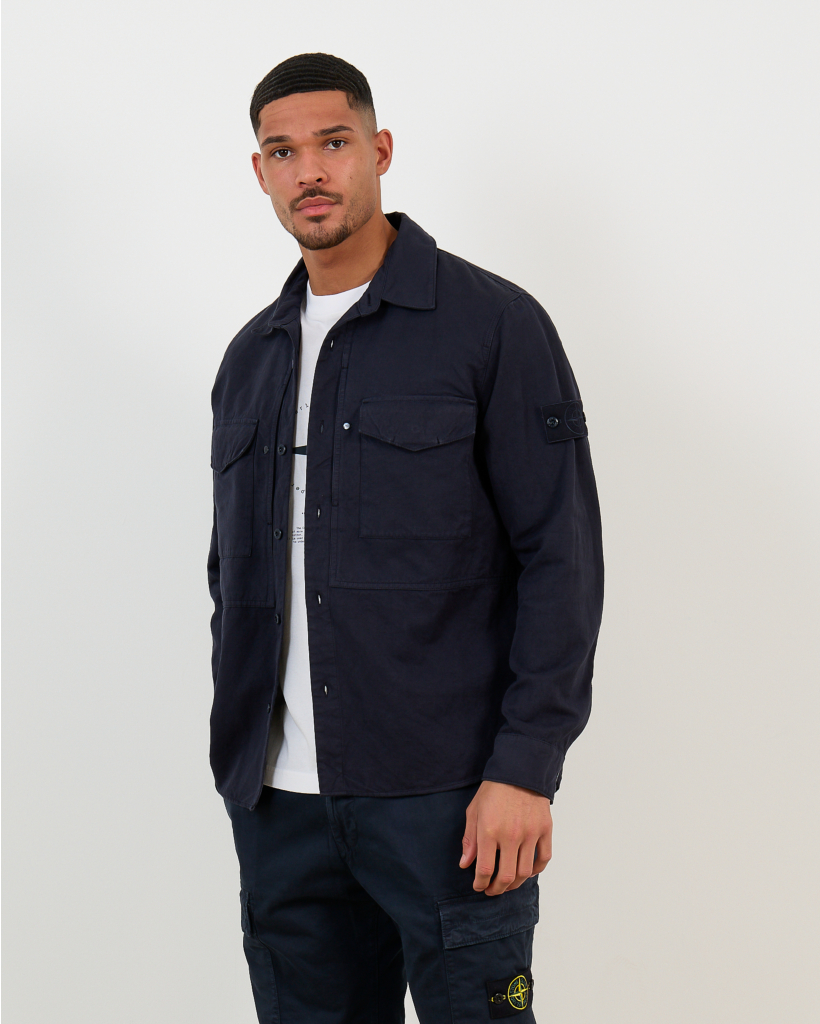 1200012 Ghost Linen Canvas Overshirt Navy