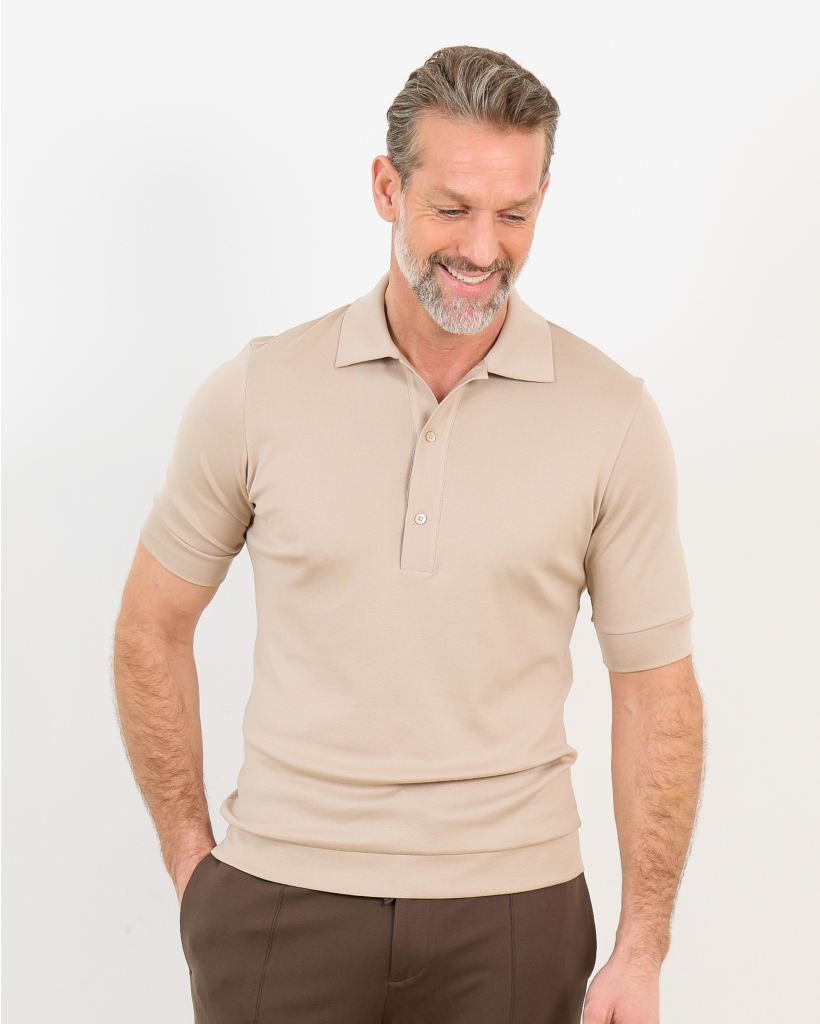 Beige Short-Sleeve Polo Shirt