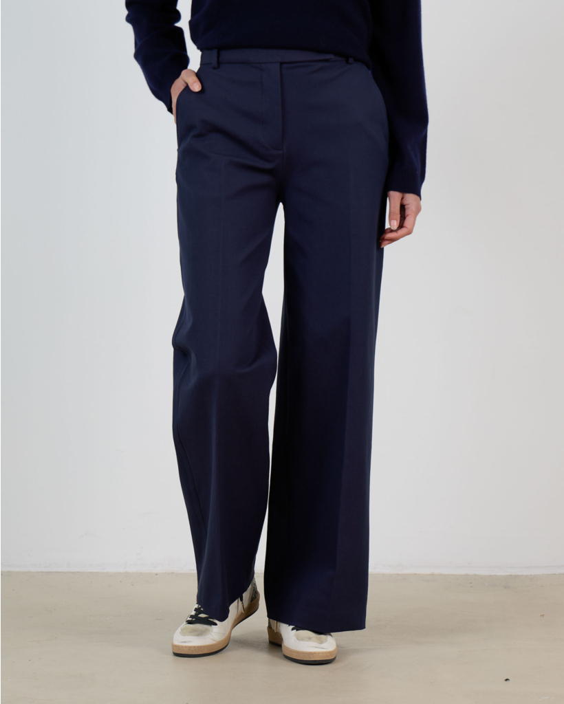 Yukio Gabardine Stretch Trousers Navy