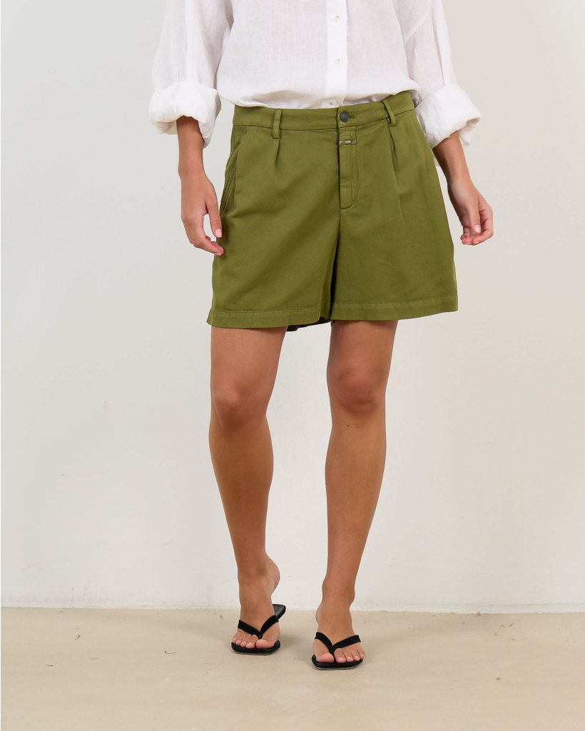 Revyl Linen-Blend Shorts Army