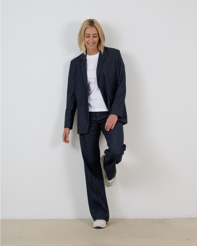 Gillan Stretchy Low Waist Wide-Leg Jeans Dark Blue